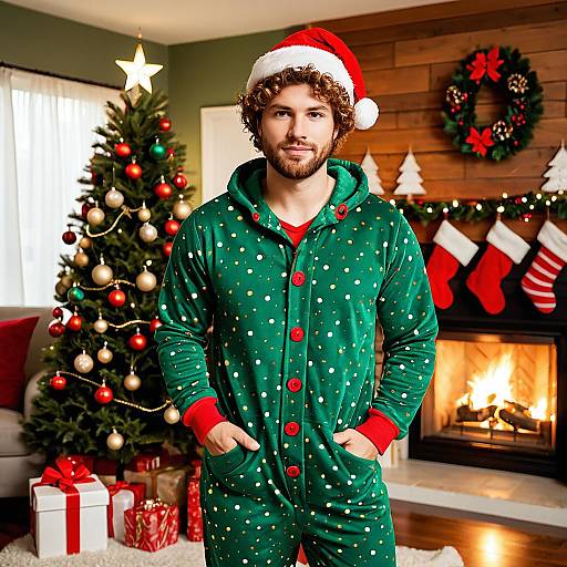 Festive Male in Christmas Onesie