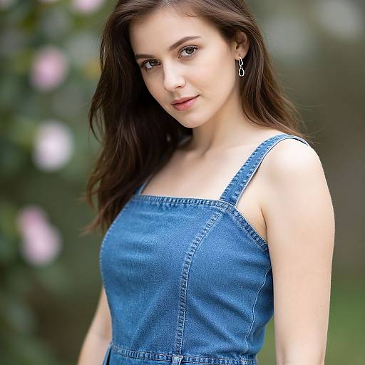 Photorealistic Woman in Denim Dress