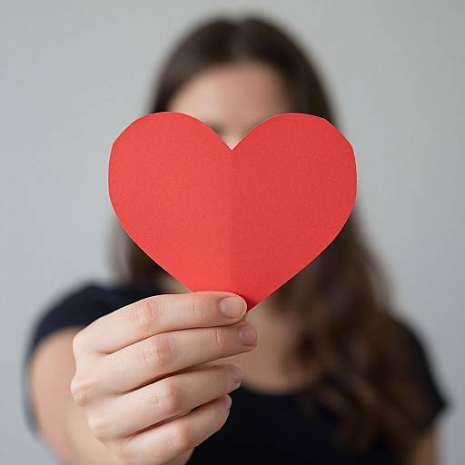 Woman Holding Red Paper Heart