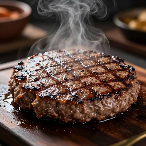 Realistic Steaming Grilled Hamburger