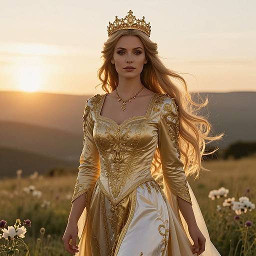 Regal Blonde Woman in Golden Sunset