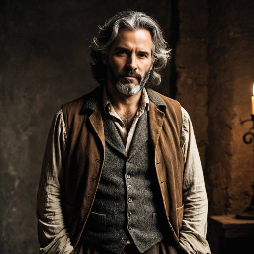Man in Rustic Costume with Gray Hair and Beard