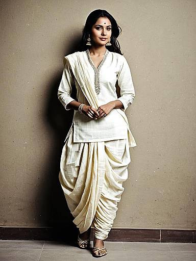 Elegant Full-Body Woman in Dhoti Suit
