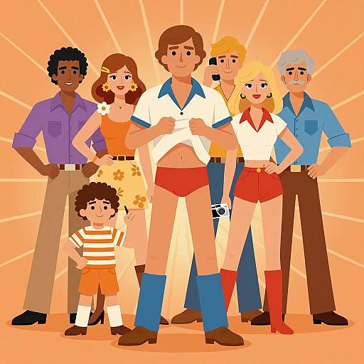 Retro Style Gathering of Eight Characters