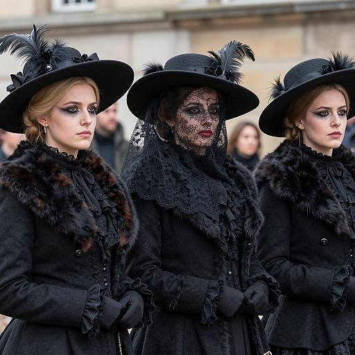 Elegant 19th Century Women in Attire