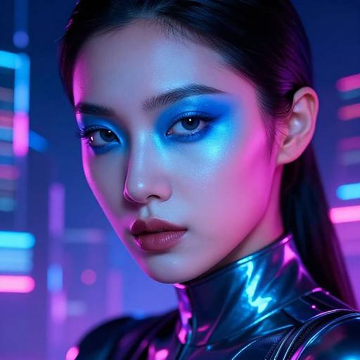 Cyberpunk Lady with Neon Glow