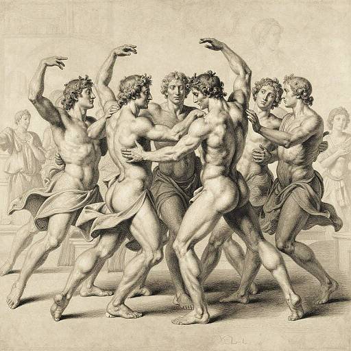 Michelangelo Style Classical Dance Drawing