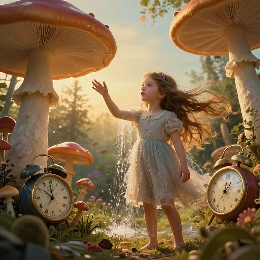 Surreal Whimsical Girl in Ethereal Garden