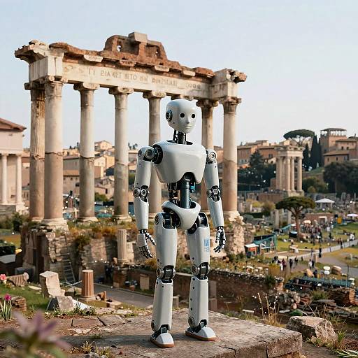 Serene Robot at Roman Forum Ruins