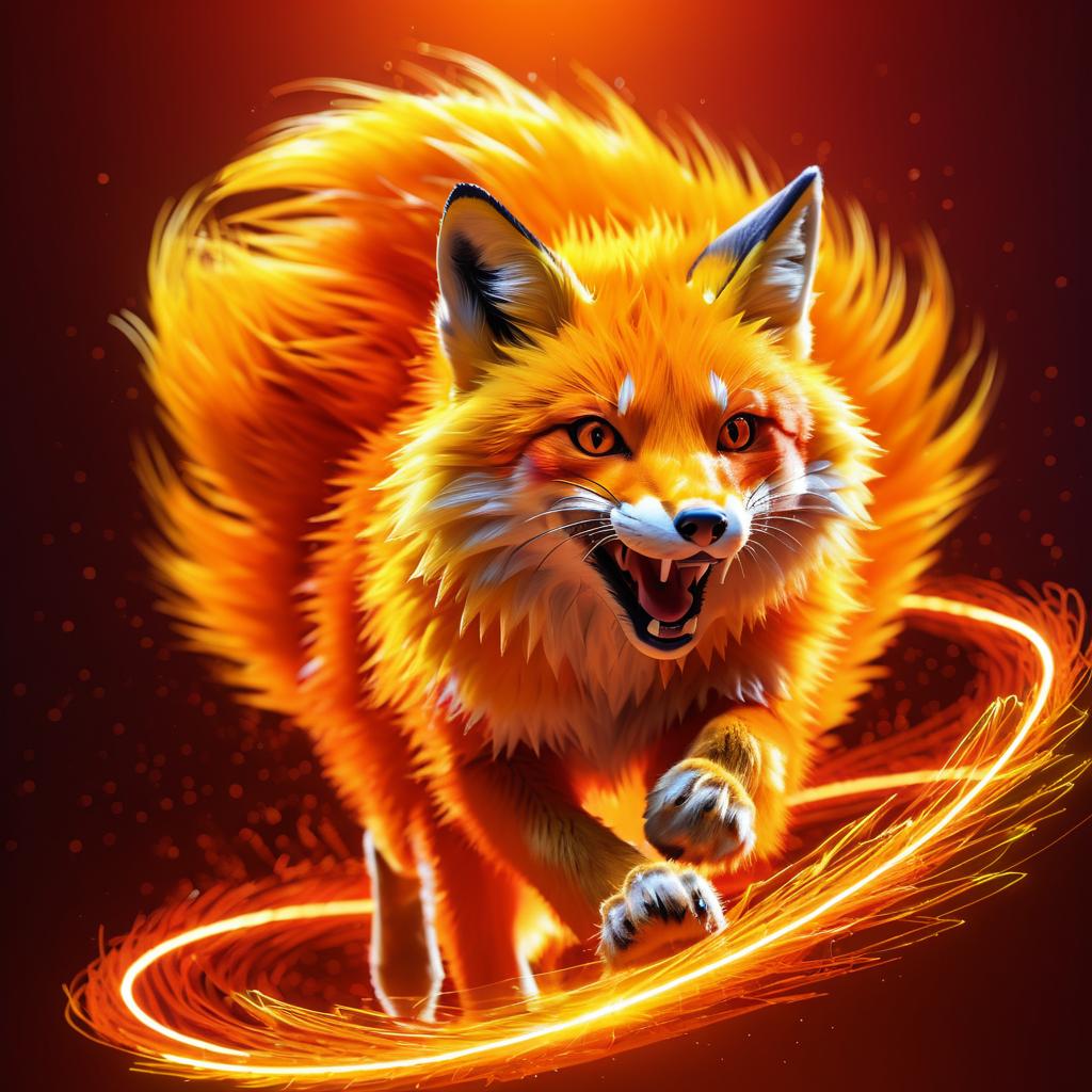 Dynamic 3D Fox Emerging from Matrix