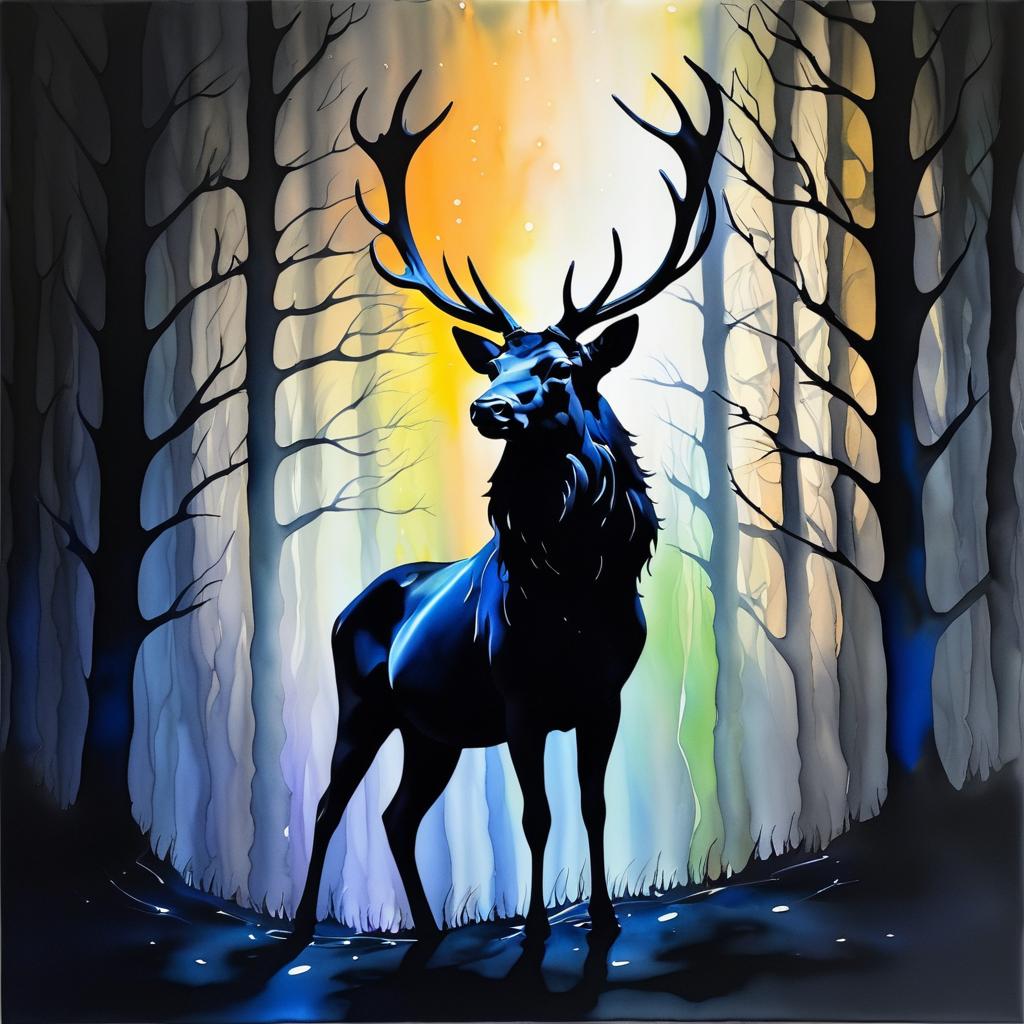 Majestic Stag Silhouette in Shadow Play