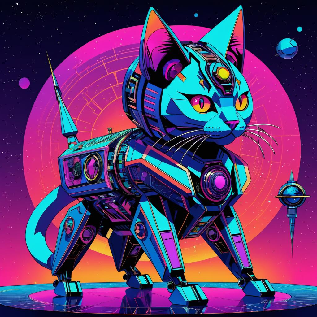 Futuristic Pyramid Droid Cat Design