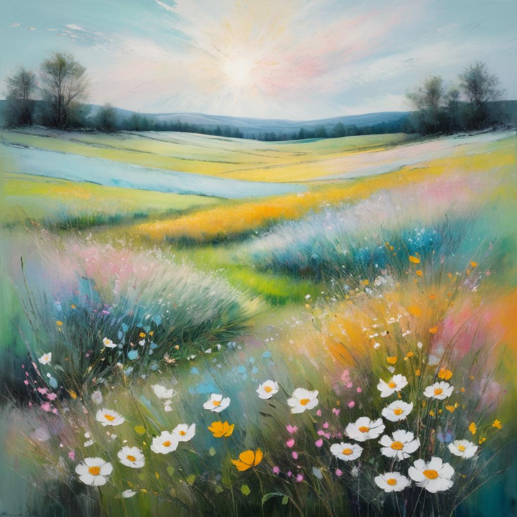 Vibrant Abstract Meadow in Pastels