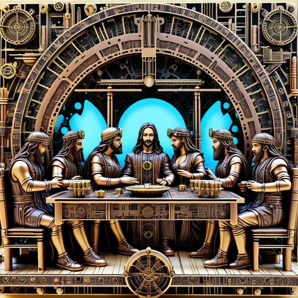 Steampunk Last Supper with Motherboard Details