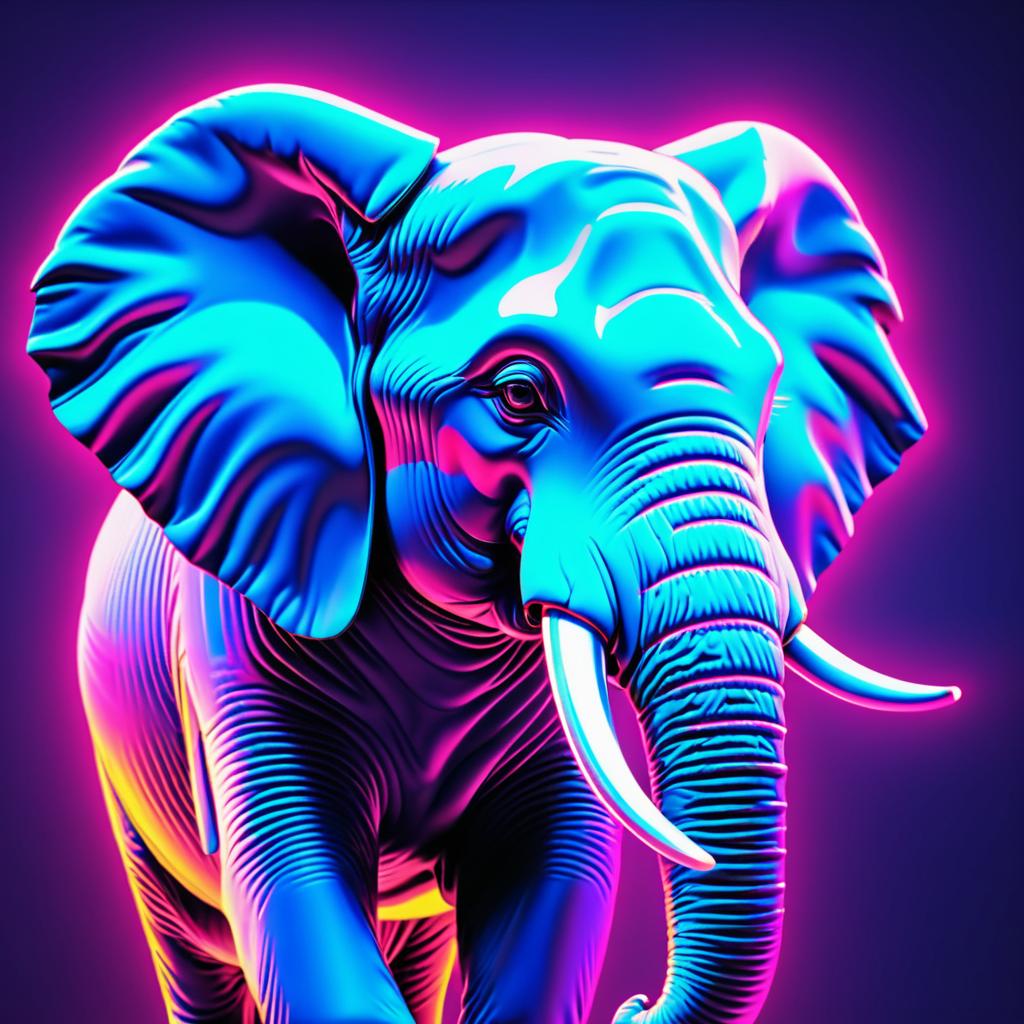 Retro Light-Colored Elephant Portrait