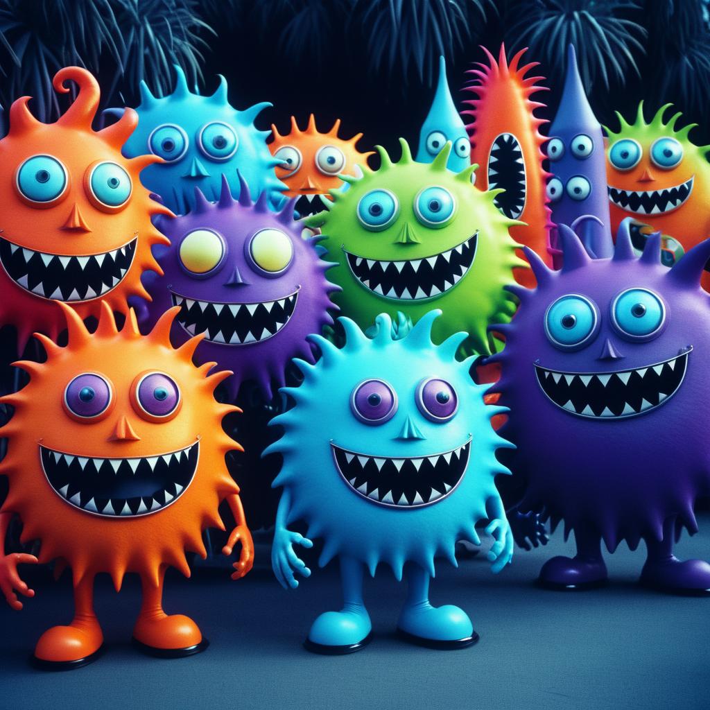 Vibrant Retro Monster Art in Film Style