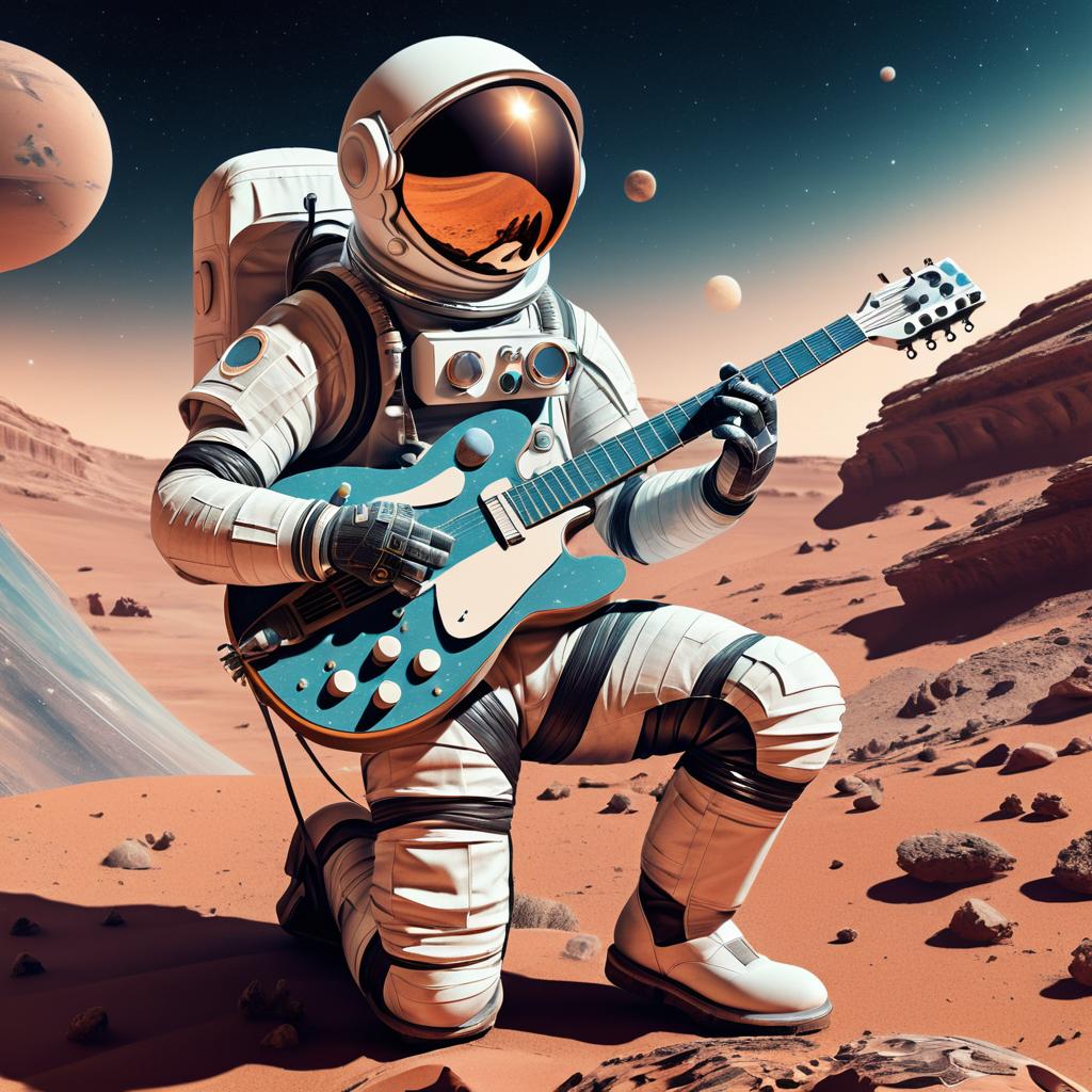 Futuristic Astronaut Guitarist on Mars