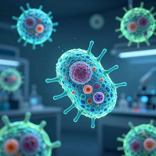 Cyberpunk Futuristic Lab with Holographic Cells