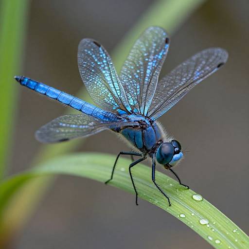 Iridescent Blue Dragonfly Macro