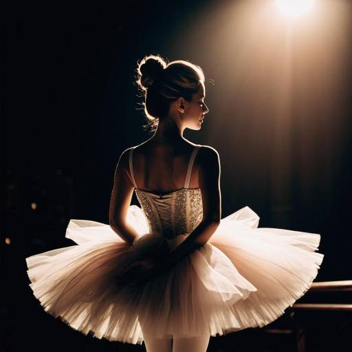 Ballerina in Silk Tutu on Theatre Stage Ballerina in Silk Tutu on Theatre Stage