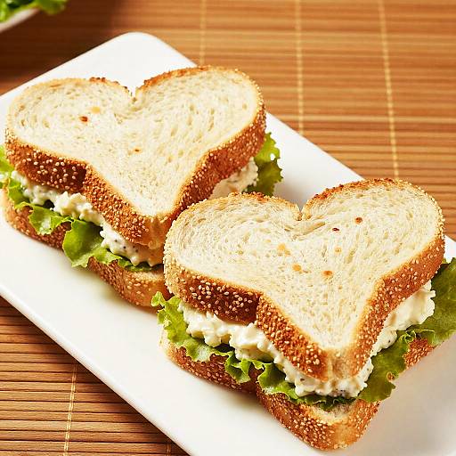 Heart-Shaped Sandwiches with Lettuce