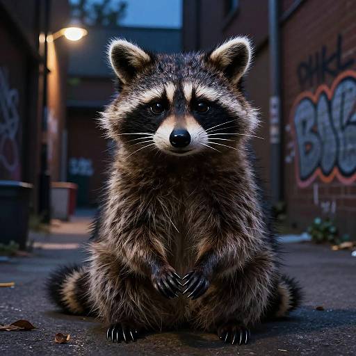 Moody Raccoon Graffiti Art