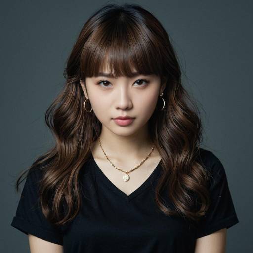 Portrait of Young Asian Woman with Wavy Hair