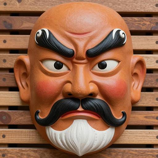 Traditional Angry Mask with Bold Facial Features