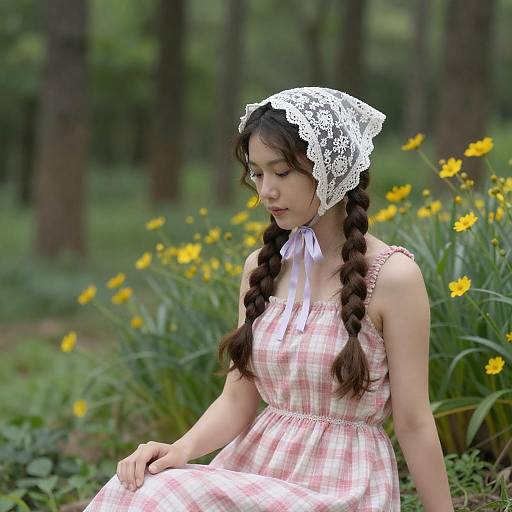 Gentle Woman in a Forest Setting