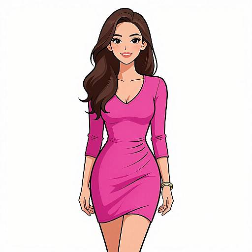 Smiling Woman in Bold Fuchsia Dress