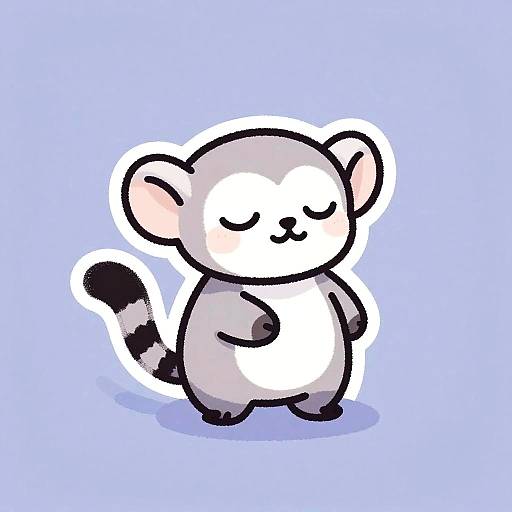 Peaceful Baby Lemur Inkblot Illustration