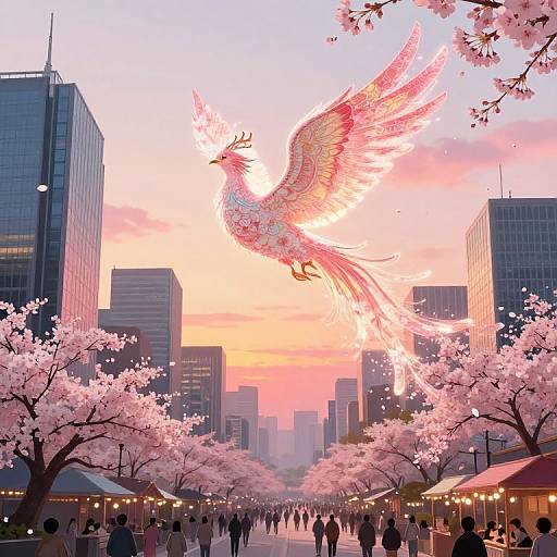 Surreal Phoenix Blossoms at Sunset