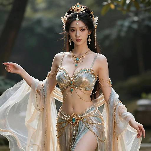 Exotic Goddess in Flowing Gown