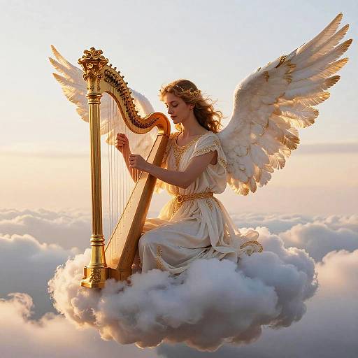 Majestic Angel with Golden Wings