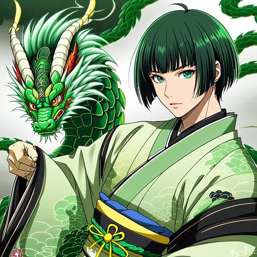 Illustration of Haku (sen to chihiro no kamikakushi), sen to chihiro no kamikakushi in the style of Ndtwofives