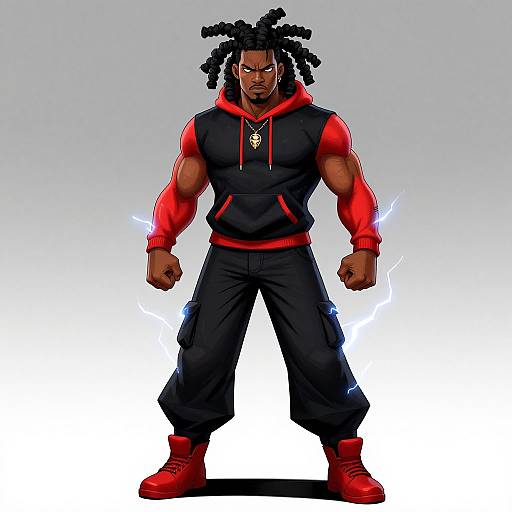 Muscular Hero with Lightning Powers