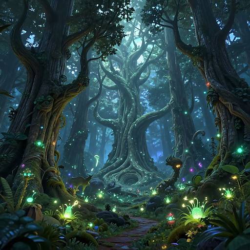 Enchanted Bioluminescent Forest Twilight