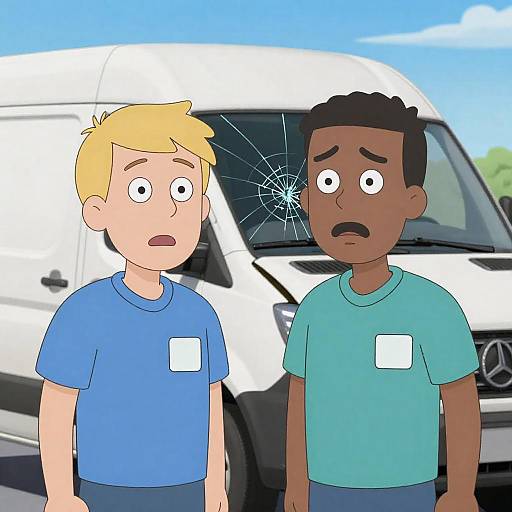 Surprised and Worried: Cartoon Scene