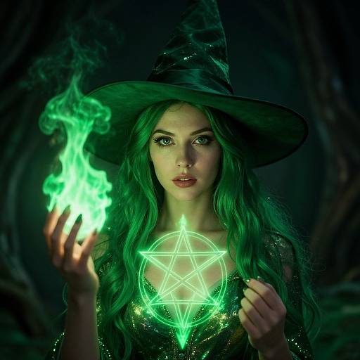 Magical Green Sorceress Portrait
