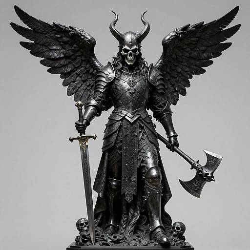 Black Gothic Winged Warrior Sculpture