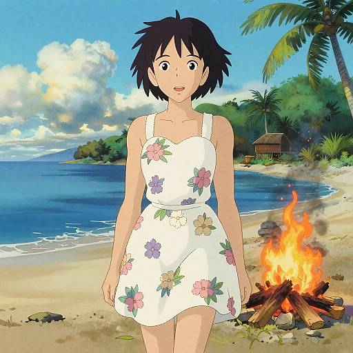 Toned Woman by Tropical Bonfire