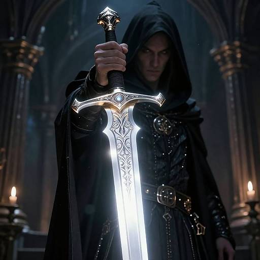 Ornate Glowing Sword in Dark Fantasy