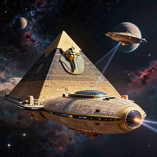 Ancient Egyptian Pyramid Spaceship Battle