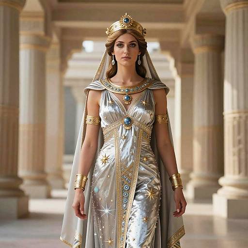 Hera, Queen of Gods in Silver Gown