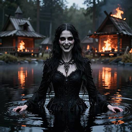 Gothic Horror Beauty in a Black Lake