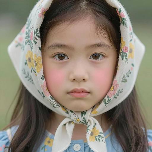 Portrait of Young Girl in Floral Scarf