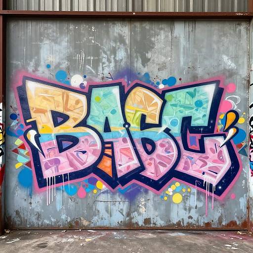 Pastel Graffiti Art on Metal Surface