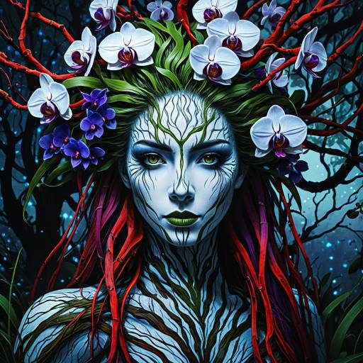 Anthropomorphic Tree Lady with Orchid Crown