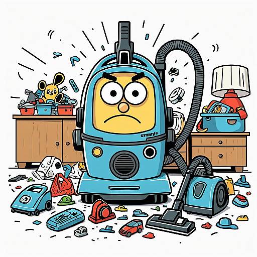 Grumpy Vacuum Cleaner Cartoon