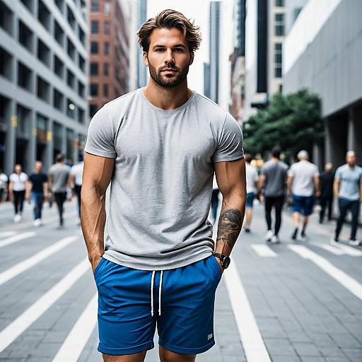 Stylish Man in Blue Shorts Outfit